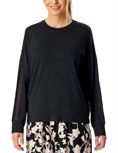 Schiesser Damen Schlafshirt Langarm Modal-Mix + Relax Pyjamaoberteil, schwarz_182051, 42 von Schiesser