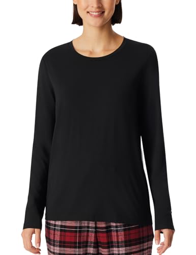 Schiesser Damen Schlafshirt Langarm Modal-Mix + Relax Pyjamaoberteil, schwarz_182108, 40 von Schiesser