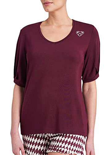 Schiesser Damen Schlafshirt Pyjamaoberteil, Burgund, 36 von Schiesser