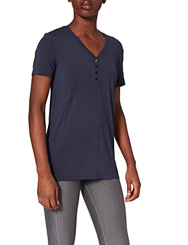 Schiesser Damen Schlafshirt Kurzarm Modal mit Knopfleiste-Mix + Relax Pyjamaoberteil, blau_175476, 48 von Schiesser