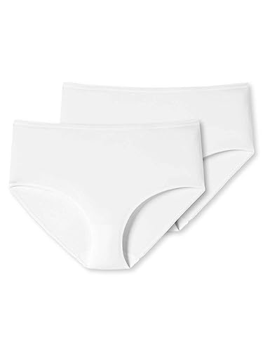 Schiesser Damen Slip Midi 2er Pack Doppelpack 95/5-175996, Größe Damen:42, Farbe:Weiss von Schiesser