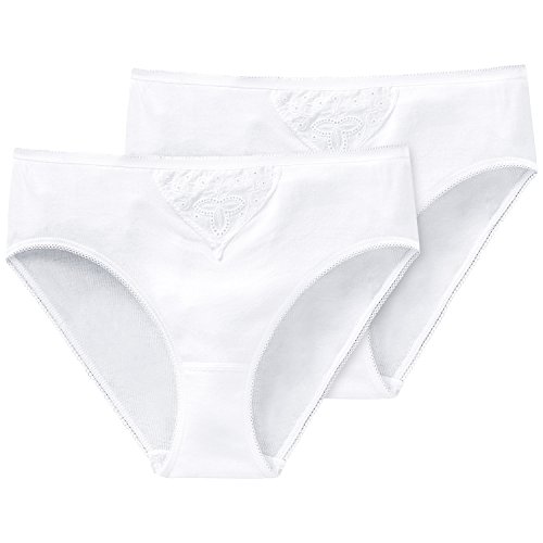 Schiesser Damen Slip Tai, 2er Pack, Gr. 46 (Herstellergröße: 046), Weiß (weiss 100) von Schiesser