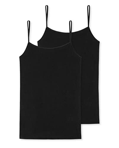 Schiesser Damen Spaghetti-Top | Organic Cotton | 2er Pack | 174388 (36, schwarz) von Schiesser