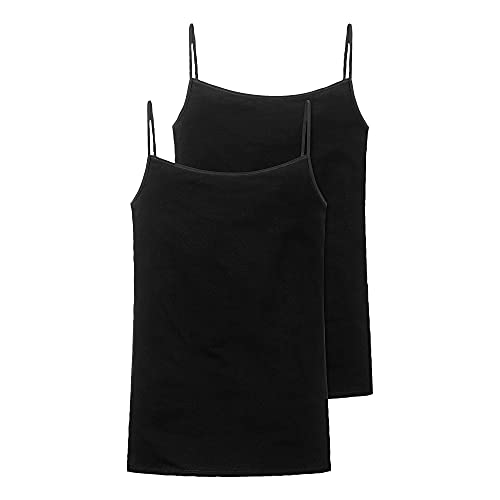 Schiesser Damen Spaghettitop (2er Pack) Unterhemd, Schwarz (schwarz 000), 40 von Schiesser