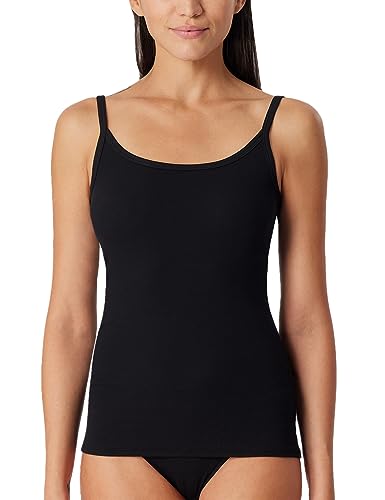 Schiesser Damen Spaghettitop Unterhemd Organic Cotton-Pure Rib Unterwäsche, schwarz_179885, 44 von Schiesser