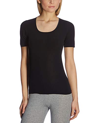 Schiesser Damen Spenzer halbarm Luxury Baumwolle Unterhemd, schwarz_200764, 44 von Schiesser