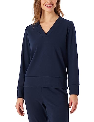 Schiesser Damen Sweatshirt Schlafshirt warm und kuschelig Lounge-Mix + Relax, dunkelblau, 36 von Schiesser