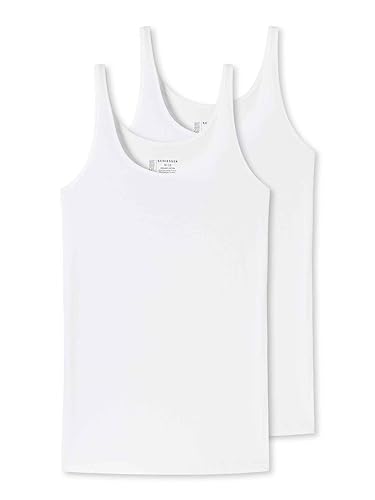 Schiesser Damen Top Trägertop 2er Pack Doppelpack 95/5-175994, Größe Damen:36, Farbe:Weiss von Schiesser