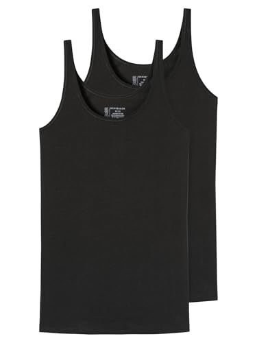 Schiesser Damen Top Trägertop 2er Pack Doppelpack 95/5-175994, Größe Damen:44, Farbe:schwarz von Schiesser