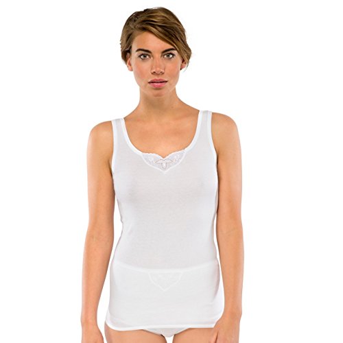 Schiesser Damen Trägertop Cotton Essentials 4er Pack, Farbe:Weiß (100);Größe:44 (XXL) von Schiesser