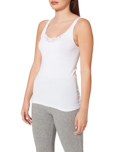 Schiesser Damen Trägertop Mit Spitze - Hemdchenkonzept Unterhemd, Weiß_144365, 50 EU von Schiesser