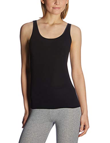 Schiesser Damen Trägertop Baumwolle - Luxury, schwarz_200763, 36 von Schiesser