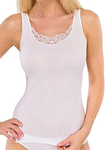 Schiesser Damen Trägertop mit Spitze-Hemdchenkonzept Unterhemd, weiß_144361, 42 von Schiesser