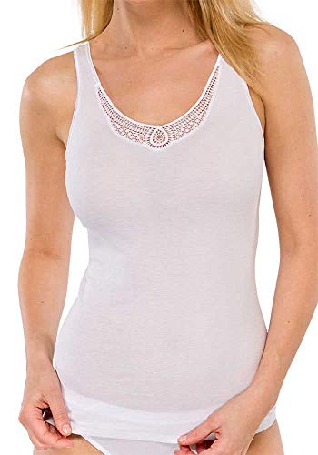 Schiesser Damen Trägertop mit Spitze-Hemdchenkonzept Unterhemd, weiß_144360, 48 von Schiesser