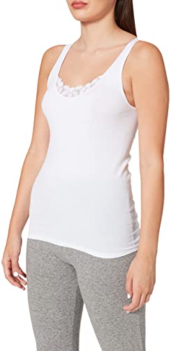 Schiesser Damen Trägertop Mit Spitze - Hemdchenkonzept Unterhemd, Weiß_144365, 38 EU von Schiesser