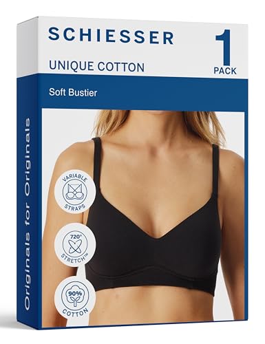 Schiesser Damen Unique Cotton BH, schwarz_183129, 75D von Schiesser
