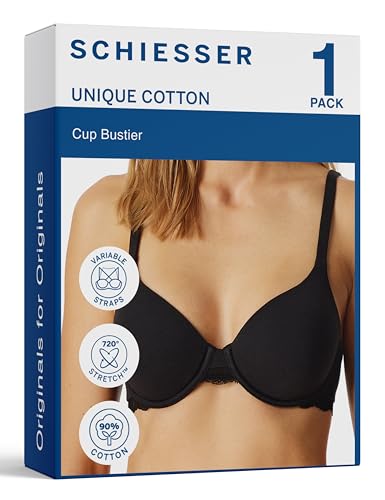 Schiesser Damen Unique Cotton BH, schwarz_183131, 85C von Schiesser