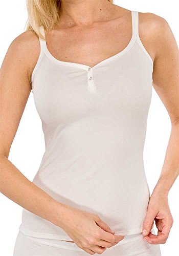 Schiesser Damen Unterhemd Naturschönheit Spaghettitop, Gr. 42, Weiß (sekt 403) von Schiesser