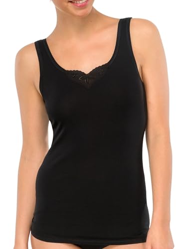 Schiesser Damen Trägertop (2er Pack) Unterhemd, Schwarz (schwarz 000), 40 von Schiesser