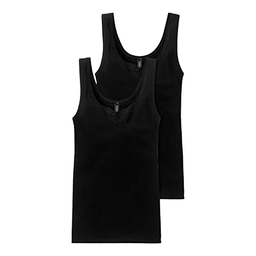 Schiesser Damen Trägertop (2er Pack) Unterhemd, Schwarz (schwarz 000), 50 von Schiesser