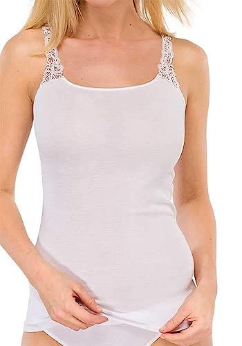 Schiesser Damen Trägertop Mit Spitzenträger - Hemdchenkonzept Unterhemd, Weiß_144362, 42 EU von Schiesser