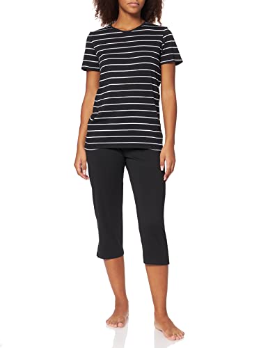 Schiesser Damen Schlafanzug 3/4 Lang Kurz Baumwolle Modal - Nightwear Pyjamaset, Schwarz_161067, 36 EU von Schiesser