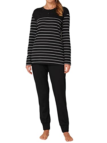 Schiesser Damen Schlafanzug Set lang Baumwolle Modal - Nightwear, schwarz_161069, 36 von Schiesser