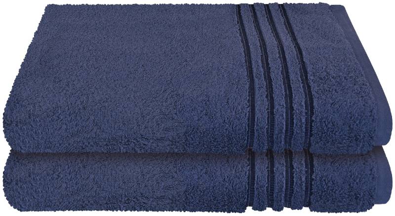 Schiesser Duschtücher "Milano aus 100% Baumwolle mit eleganter Bordüre in Hoch-Tief-Optik", (Set, 2 St., 2er Set Badetücher 70 x 140 cm), Made in Green von Schiesser