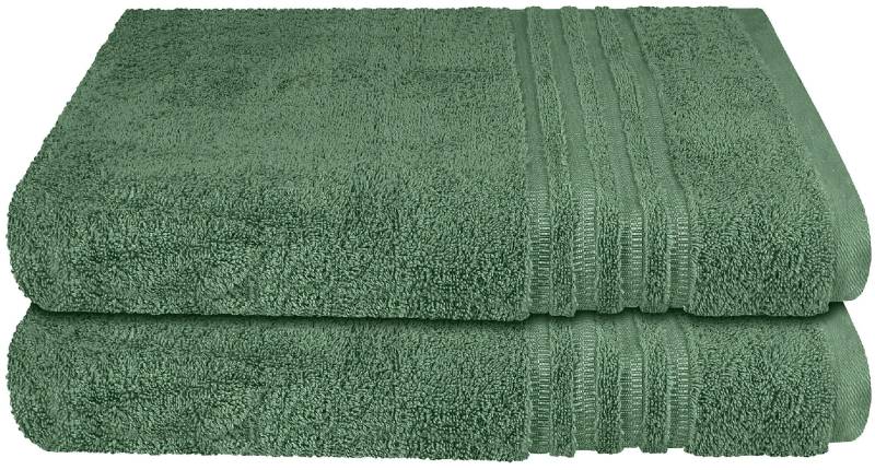 Schiesser Duschtücher "Milano aus 100% Baumwolle mit eleganter Bordüre in Hoch-Tief-Optik", (Set, 2 St., 2er Set Badetücher 70 x 140 cm), Made in Green von Schiesser