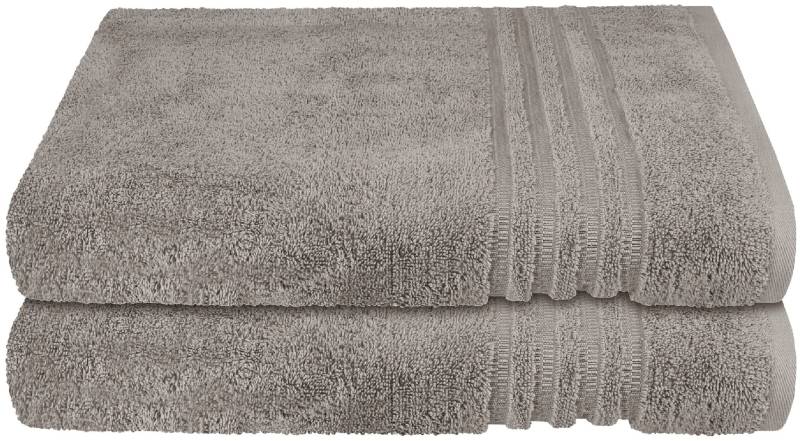 Schiesser Duschtücher "Milano aus 100% Baumwolle mit eleganter Bordüre in Hoch-Tief-Optik", (Set, 2 St., 2er Set Badetücher 70 x 140 cm), Made in Green von Schiesser