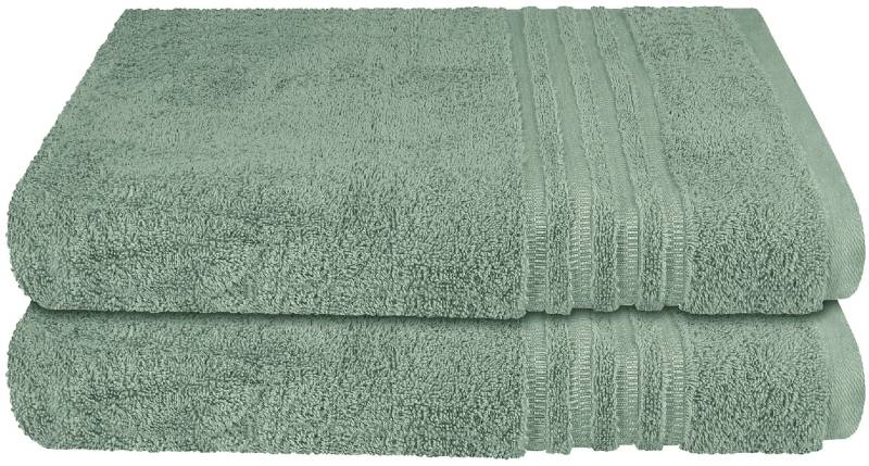 Schiesser Duschtücher "Milano aus 100% Baumwolle mit eleganter Bordüre in Hoch-Tief-Optik", (Set, 2 St., 2er Set Badetücher 70 x 140 cm), Made in Green von Schiesser