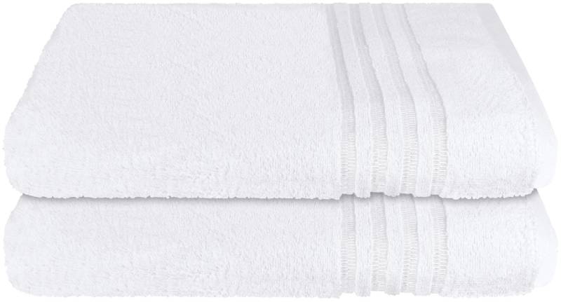 Schiesser Duschtücher "Milano aus 100% Baumwolle mit eleganter Bordüre in Hoch-Tief-Optik", (Set, 2 St., 2er Set Badetücher 70 x 140 cm), Made in Green von Schiesser