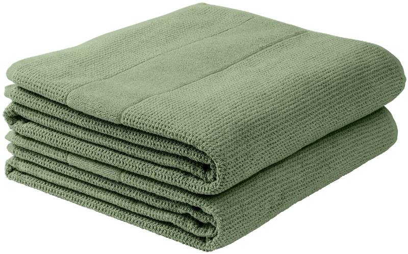 Schiesser Duschtücher "Turin aus 100% Baumwolle in dezenter Reiskornoptik", (Set, 2 St., 2er Set Badetücher 70 x 140 cm), MADE IN GREEN by OEKO-TEX von Schiesser