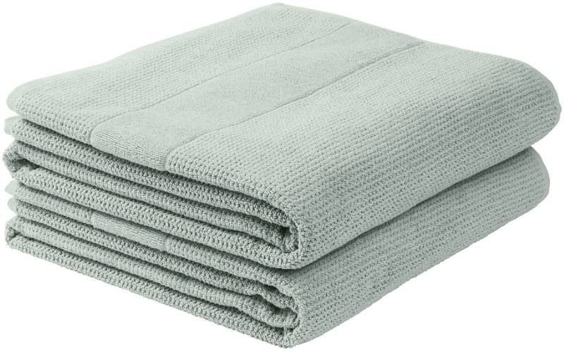 Schiesser Duschtücher "Turin aus 100% Baumwolle in dezenter Reiskornoptik", (Set, 2 St., 2er Set Badetücher 70 x 140 cm), MADE IN GREEN by OEKO-TEX von Schiesser