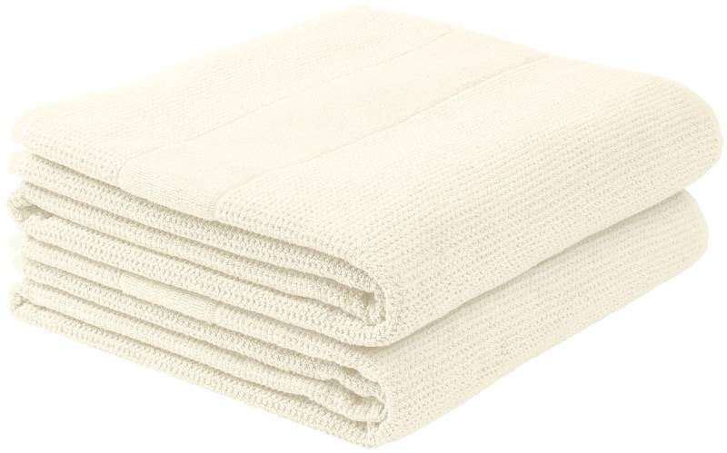 Schiesser Duschtücher "Turin aus 100% Baumwolle in dezenter Reiskornoptik", (Set, 2 St., 2er Set Badetücher 70 x 140 cm), MADE IN GREEN by OEKO-TEX von Schiesser