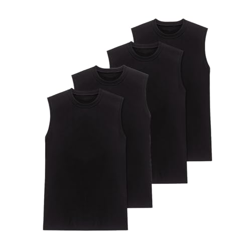 Schiesser - Essentials - Unterhemd/Tanktop - 4er Pack (XL Schwarz) von Schiesser
