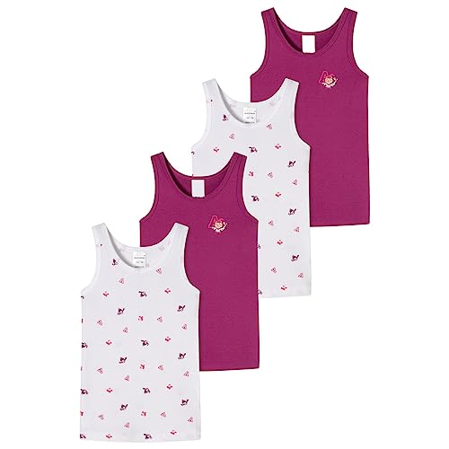 Schiesser - Mädchen - Feinripp Organic Cotton - Unterhemd - ohne Arm/Top - 4er Pack (92 Weiß/Lila) von Schiesser