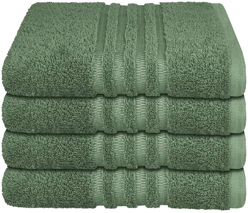 Schiesser Handtücher "Milano aus 100% Baumwolle mit eleganter Bordüre in Hoch-Tief-Optik", (Set, 4 St., 4er Set Handtücher 50 x 100 cm), Made in Green von Schiesser