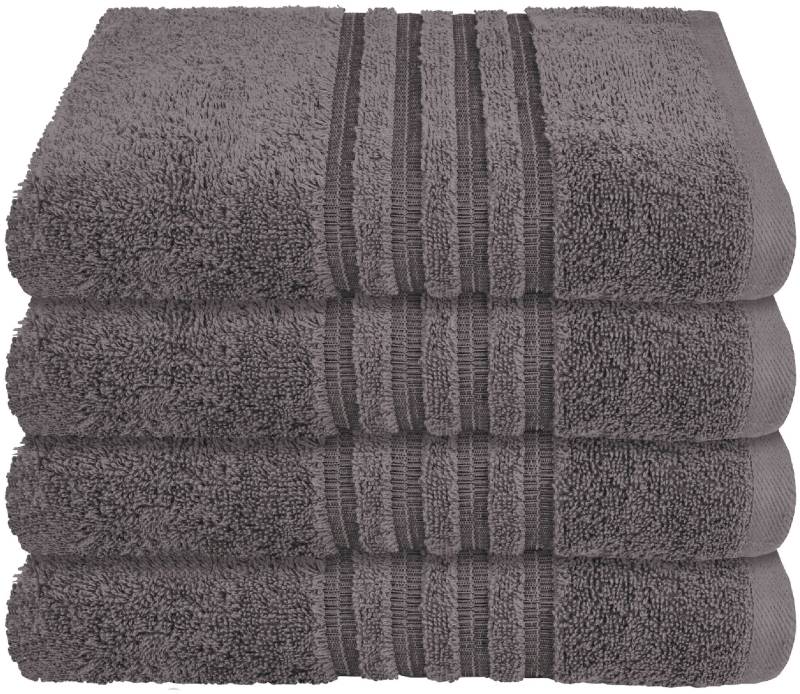 Schiesser Handtücher "Milano aus 100% Baumwolle mit eleganter Bordüre in Hoch-Tief-Optik", (Set, 4 St., 4er Set Handtücher 50 x 100 cm), Made in Green von Schiesser