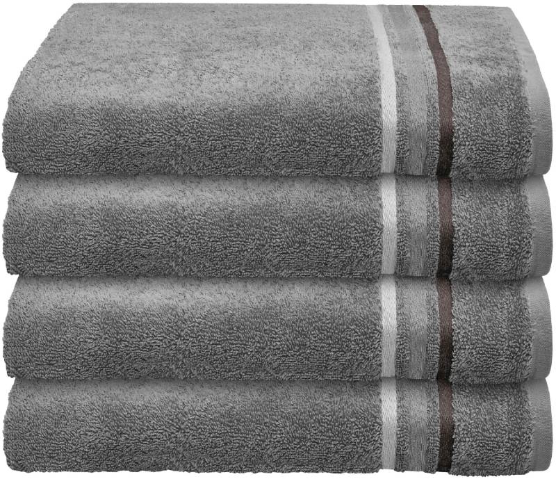 Schiesser Handtücher "Skyline Color aus 100 % Baumwolle mit eleganter Streifenbordüre", (Set, 4 St., 4 Handtücher (50x100 cm), MADE IN GREEN by OEKO-TEX von Schiesser