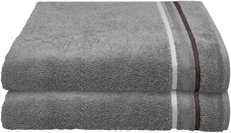 Schiesser Duschtücher "Skyline Color aus 100 % Baumwolle mit eleganter Streifenbordüre", (Set, 2 St., 2 Badetücher (70x140 cm), MADE IN GREEN by OEKO-TEX von Schiesser