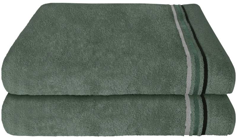 Schiesser Duschtücher "Skyline Color aus 100 % Baumwolle mit eleganter Streifenbordüre", (Set, 2 St., 2 Badetücher (70x140 cm), MADE IN GREEN by OEKO-TEX von Schiesser