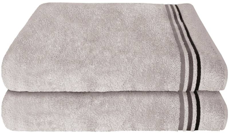 Schiesser Duschtücher "Skyline Color aus 100 % Baumwolle mit eleganter Streifenbordüre", (Set, 2 St., 2 Badetücher (70x140 cm), MADE IN GREEN by OEKO-TEX von Schiesser
