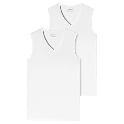 Schiesser Herren 2 Pack Unterhemd V-ausschnitt Mit Breiter Schulter - 95/5 Organic Unterwäsche, Weiss_173981, XL EU von Schiesser