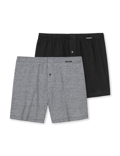 Schiesser Herren 2 Pack Boxershorts Baumwolle Jersey weich Multipack - Jerseyboxer, schwarz_180931, 4/ S von Schiesser