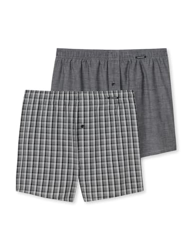 Schiesser Herren 2 Pack Boxershorts Baumwolle Web-Webboxer Unterwäsche, schwarz_180500, S (2er Pack) von Schiesser