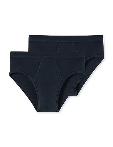 Schiesser Herren 2 Pack Sportslip mit Eingriff-Essential Feinripp Unterwäsche, Navy_205159, 5/ M (2er Pack) von Schiesser