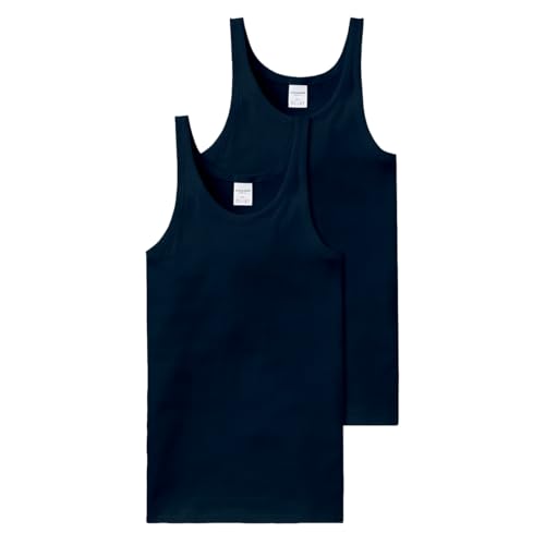 Schiesser Herren 2 Pack Unterhemd ohne Arm-Essential Feinripp Unterwäsche, Navy_205144, 6/ L (2er Pack) von Schiesser