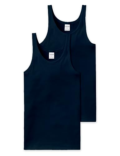 Schiesser Herren 2 Pack Unterhemd ohne Arm-Essential Feinripp Unterwäsche, Navy_205144, 6/ L (2er Pack) von Schiesser