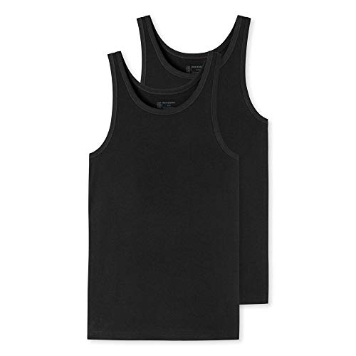 Schiesser Herren 2 Pack Unterhemd Ohne Arm - 95/5 Organic Unterwäsche, Schwarz_176038, XXL EU von Schiesser